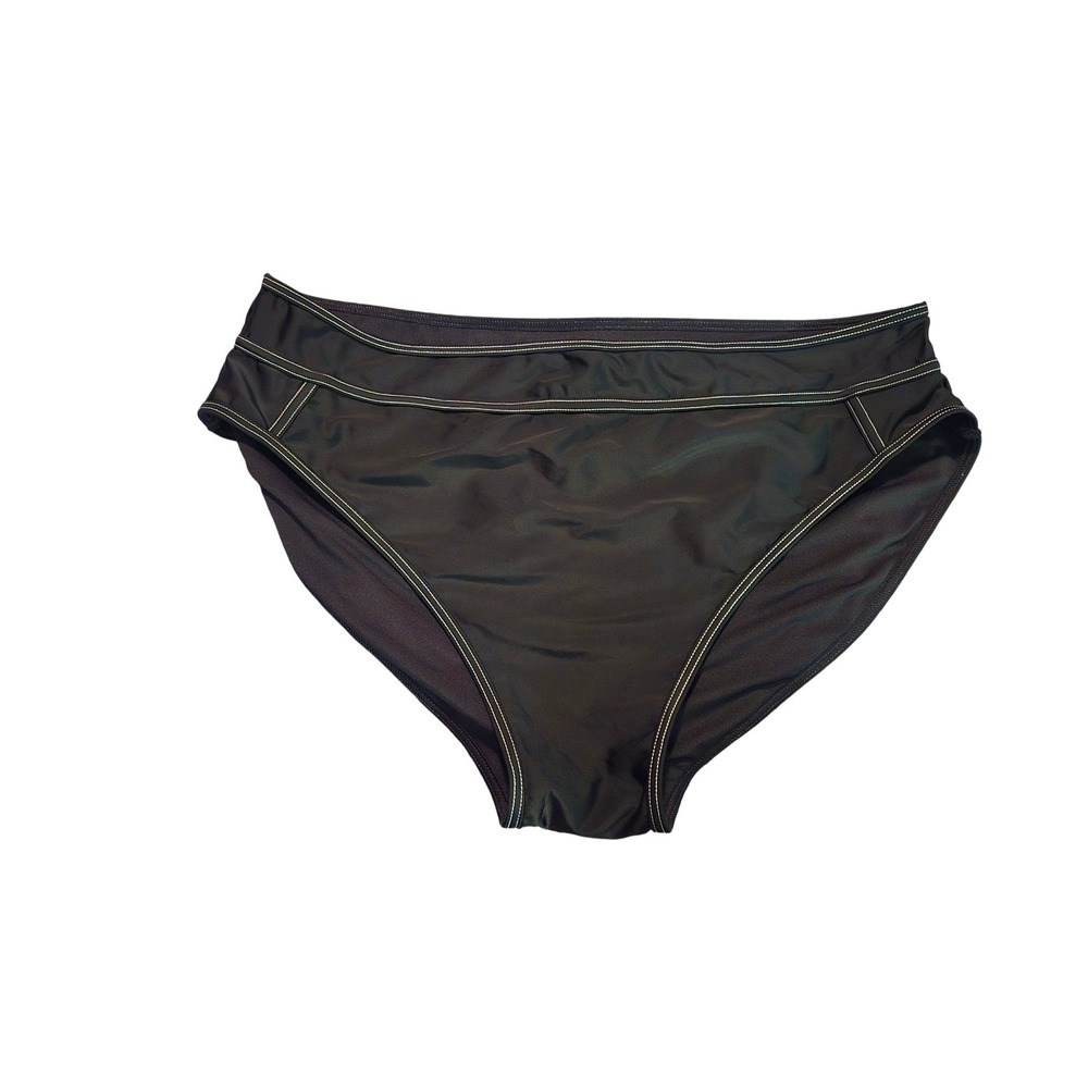 Downeast Swim Black Contrast Stitch High Waist Bikini Bottoms XXL New
